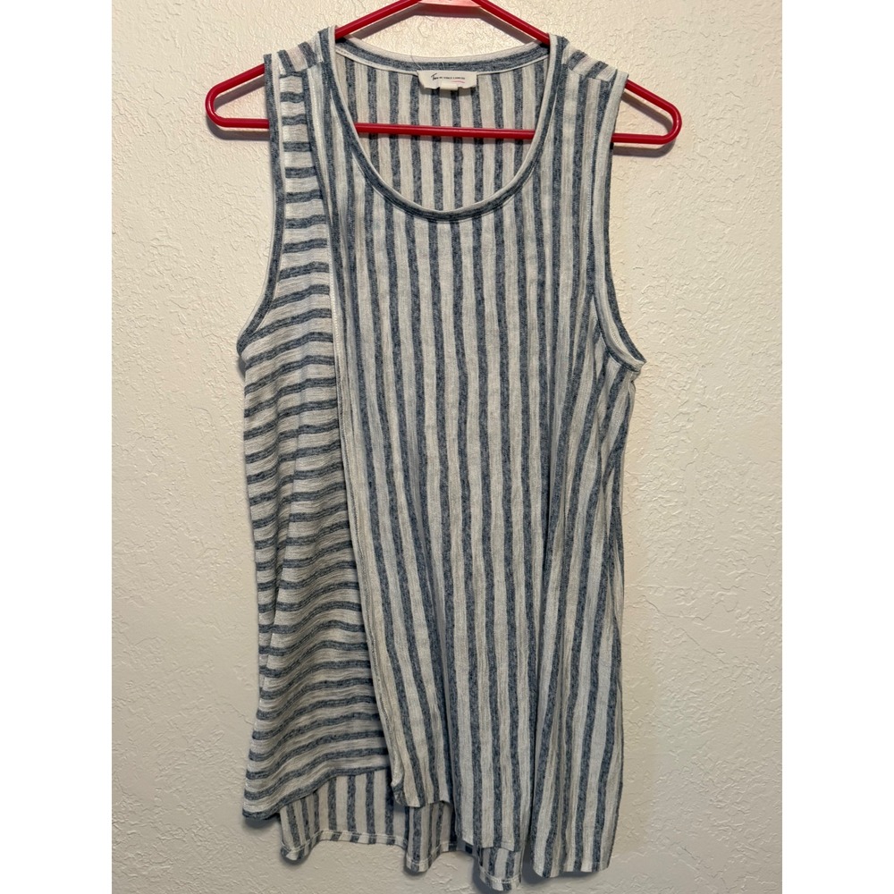Two by Vince Camuto Blue White Striped Sleeveless Tank Top Small 9027644